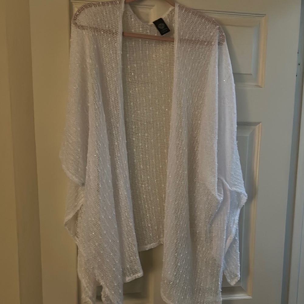 Vince Camuto Sheer White Knit Cardigan